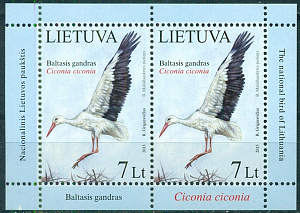 Литва, 2013,  Аист, Птицы, блок